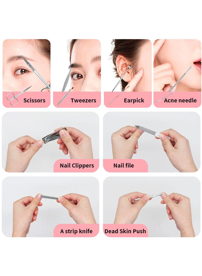 SYOSI Portable Nail Clippers Set, 10 Pcs Manicure & Pedicure Kit Stainless Steel Nails Care Kit for Women and Men Professional Cuticle Trimmer Tools Kit with PU Leather Case - Image 3