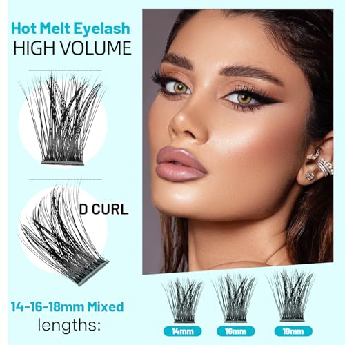 Hannahool Large PackDIY Eye Lashes Extensions 120pcs Wide Stem Cluster Eyelashes Mixed 10121416mm141618mm121416mm Individual False Eyelashes Dramatic Look mixed 141618mm - Image 5