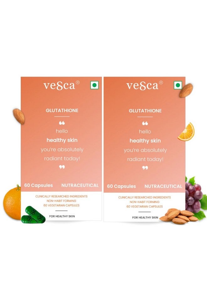 Vesca فيزكا جلوتاثيون مع فيتامين C و E لدعم المناعة ومضادات الأكسدة، بشرة صحية متألقة ومشرقة وتنظيف الكبد للرجال والنساء 100% نباتي وطبيعي | 200 ملغ_60 كبسولة نباتية - Image 2