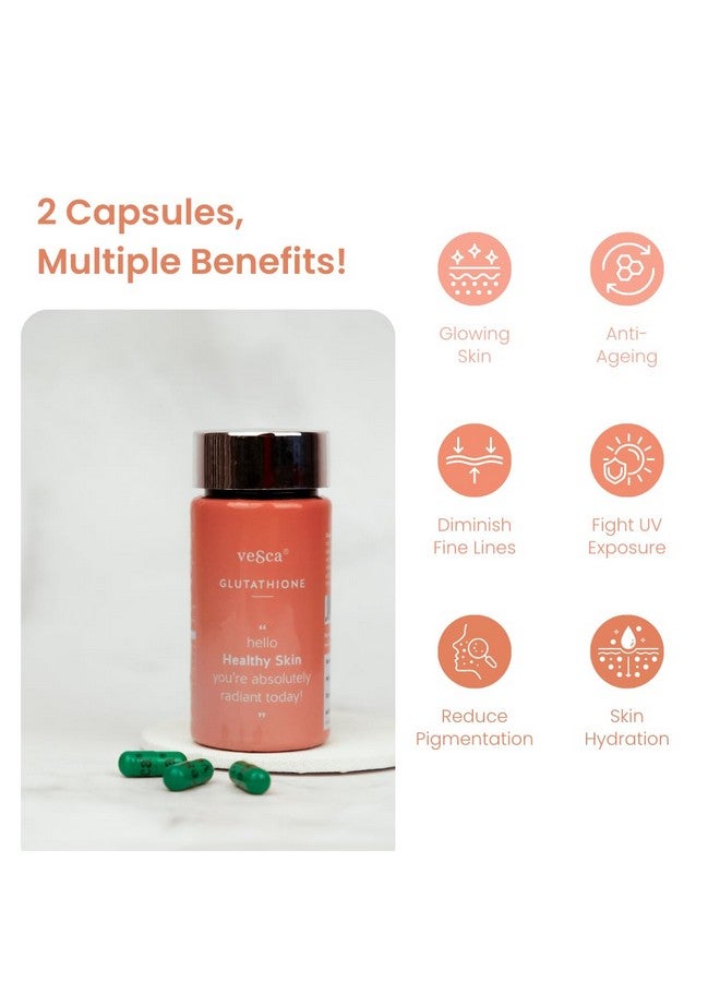 Vesca فيزكا جلوتاثيون مع فيتامين C و E لدعم المناعة ومضادات الأكسدة، بشرة صحية متألقة ومشرقة وتنظيف الكبد للرجال والنساء 100% نباتي وطبيعي | 200 ملغ_60 كبسولة نباتية - Image 3