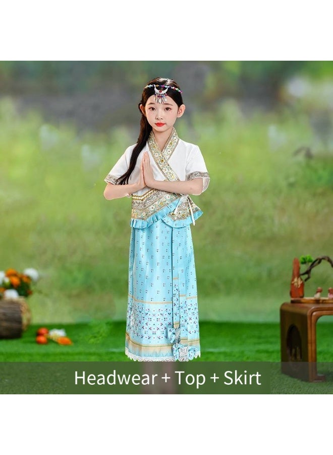 general Chinese Girls Top Skirt Dress Clothing headwear Outfit 3 pcs SET - Image 1