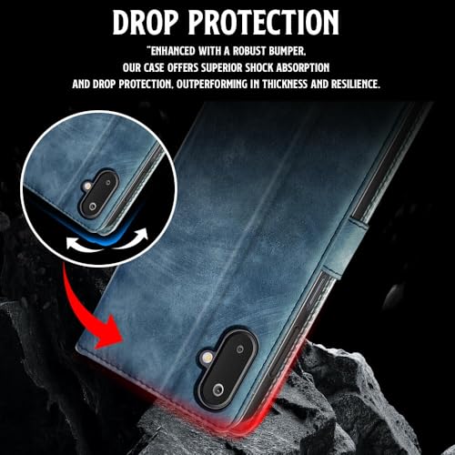 WOW IMAGINE Shock Proof Flip Cover Back Case for Samsung Galaxy M06 5G | Galaxy F06 5G (Magnetic Button Flip Case | Wallet Pockets & Stand | Leather Finish | Aquamarine) - Image 4