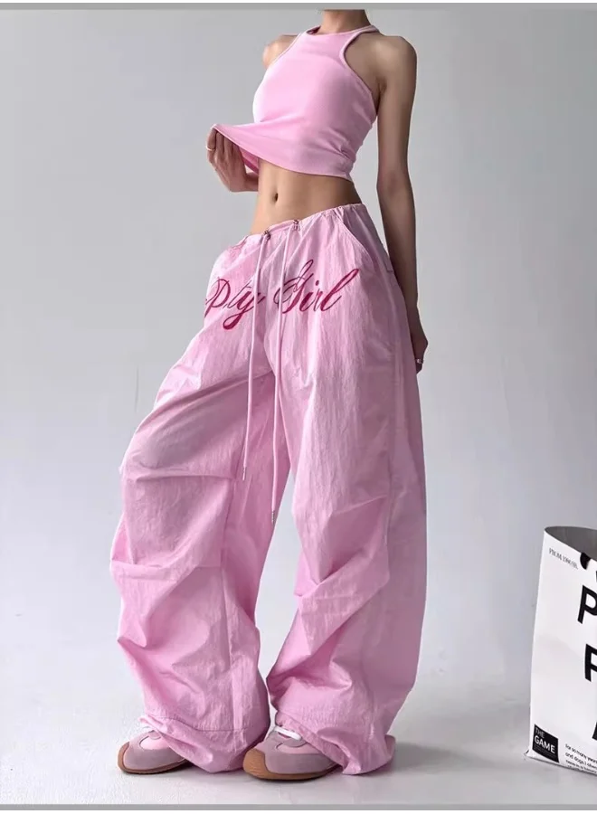 Madam Uniq Pink Vintage Street Dance Loose Fit Cargo Pants