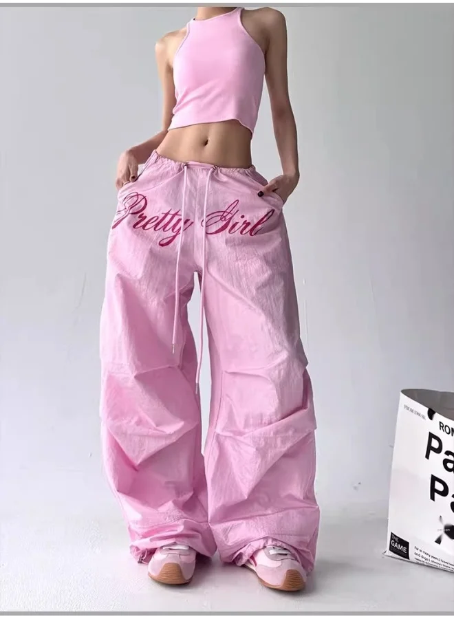 Madam Uniq Pink Vintage Street Dance Loose Fit Cargo Pants