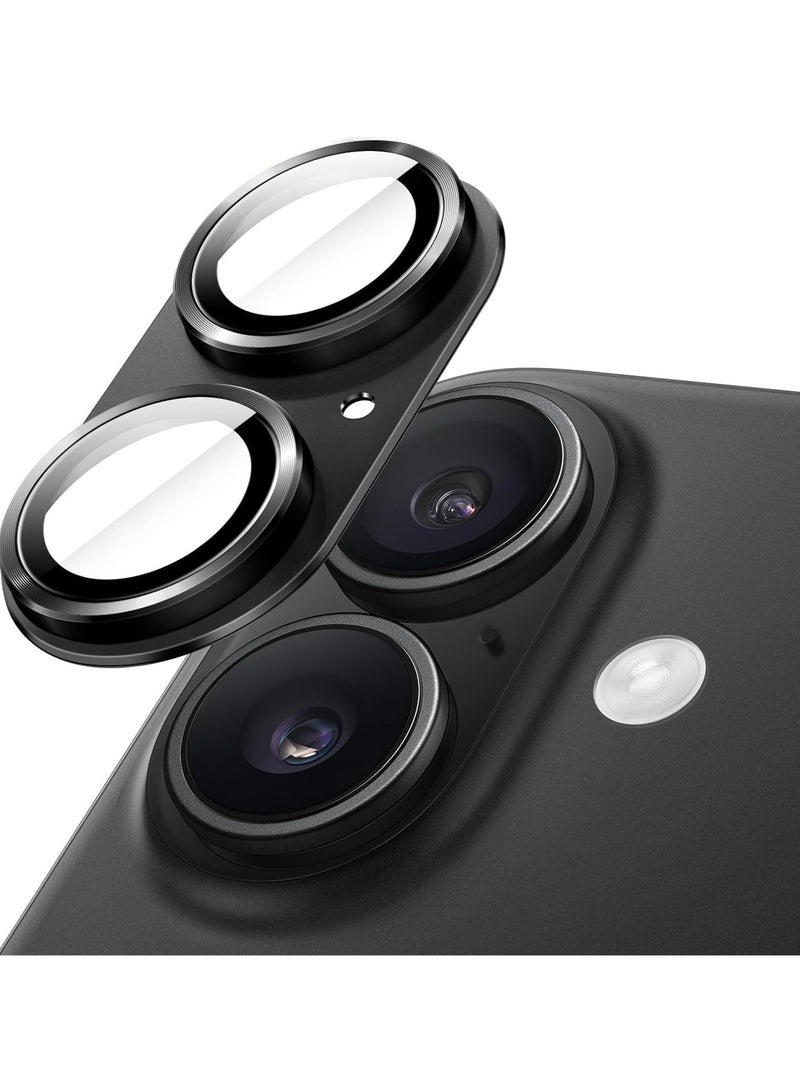 Compatible with iPhone 17 Camera Lens Protector, Anti-Scratch Tempered Glass Metal Camera Screen Protector Shockproof Full Protective Camera Lens Cover, Black - Image 1