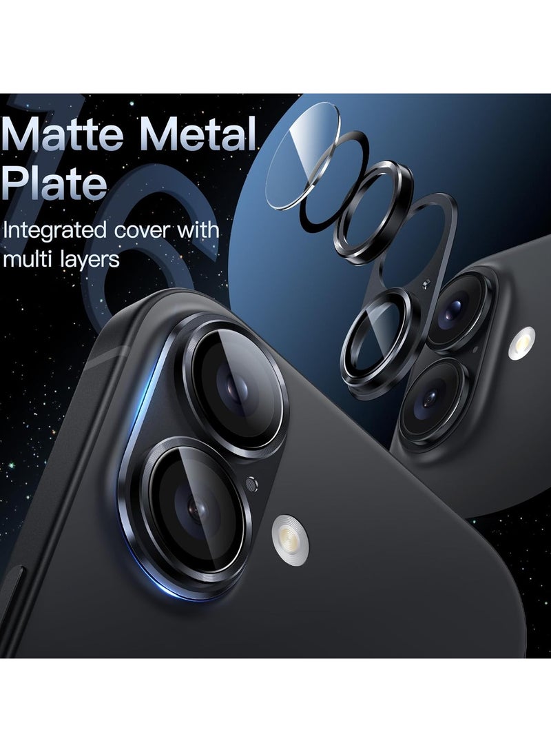 Compatible with iPhone 17 Camera Lens Protector, Anti-Scratch Tempered Glass Metal Camera Screen Protector Shockproof Full Protective Camera Lens Cover, Black - Image 2