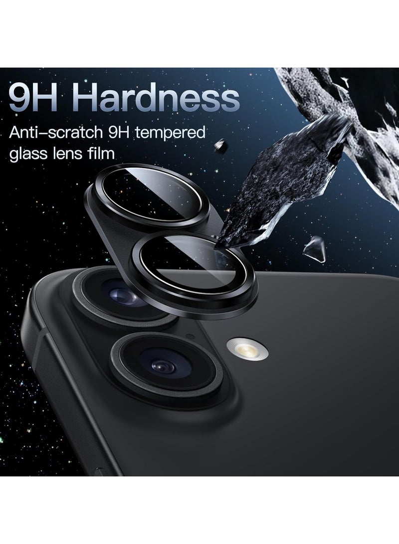 Compatible with iPhone 17 Camera Lens Protector, Anti-Scratch Tempered Glass Metal Camera Screen Protector Shockproof Full Protective Camera Lens Cover, Black - Image 3