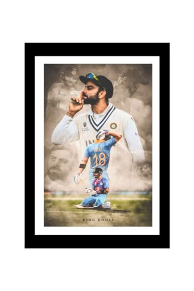 Akki Wold Virat Kohli Framed Poster For Living Room, Office, Cafe - Image 2