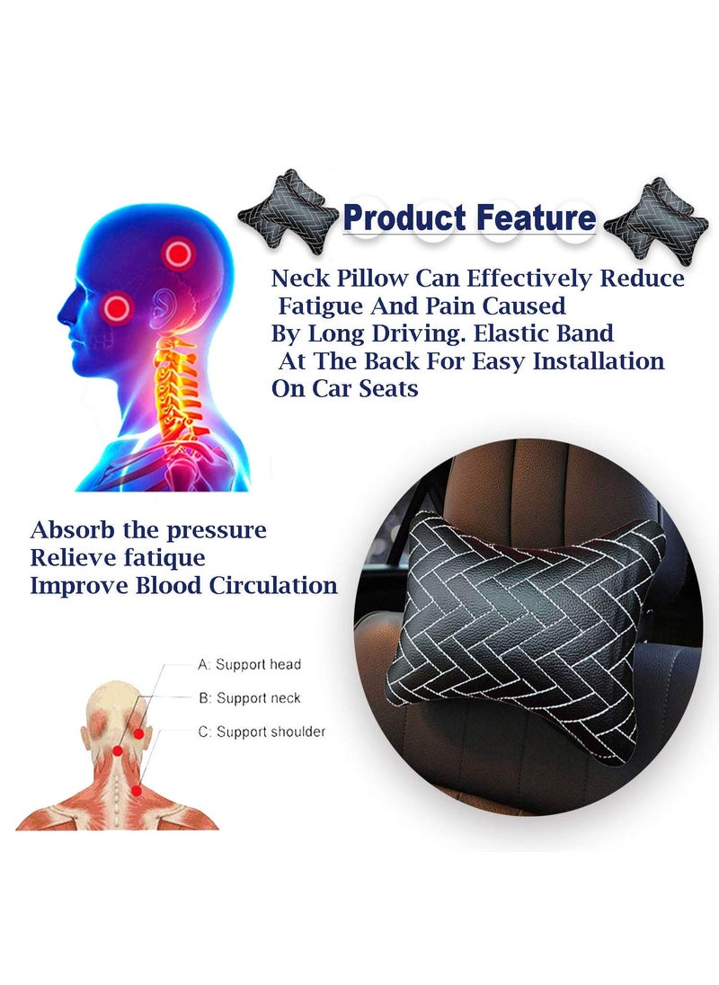 Adroitz AdroitZ Black Leathertte Material Neck Rest Cushion in ZigZag Design for Car_3737  - Image 4