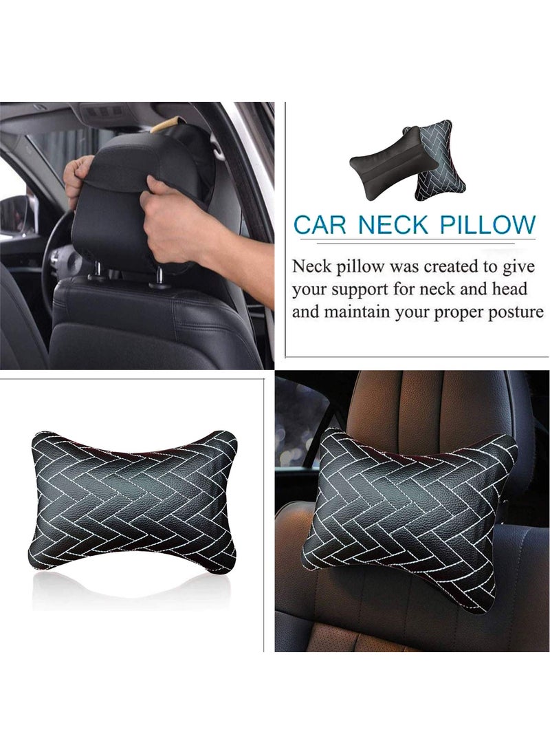 Adroitz AdroitZ Black Leathertte Material Neck Rest Cushion in ZigZag Design for Car_3737  - Image 5