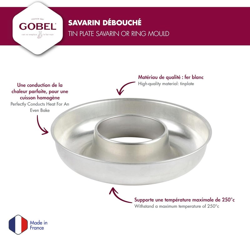 Gobel - Tin Plate Deep Savarin or Ring Mold - Ø9 1/2" x 2 1/4" - Image 2
