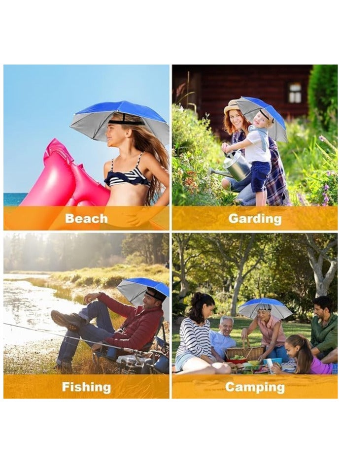 Umbrella Hat 65CM Sunscreen Windproof Hands Free Head Cap UV Protection Hats Mounted Top Folding for Fishing Beach Golf Sunshade Outdoor, Blue - Image 5