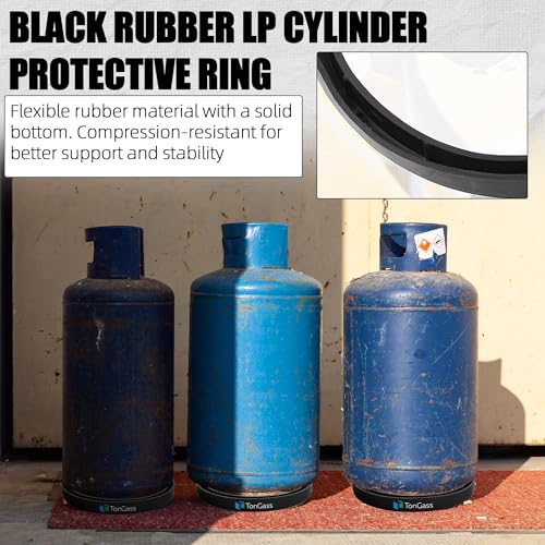 TonGass تونغاس (عبوة 2، أسود) حلقة واقية بمسافة 8 1/4 بوصة لقاعدة أسطوانة البروبان تناسب أسطوانات البروبان بوزن 20-40 رطل (5-10 جالون) ، حلقة قاعدة خزان البروبان متوافقة مع أجهزة قياس البروبان اللاسلكية - Image 5