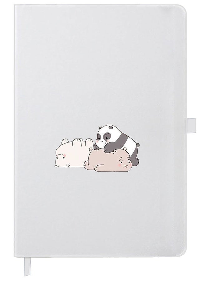 Theodor Designer A5 Thick White Hardcover Notebook Panda Friends - Image 1