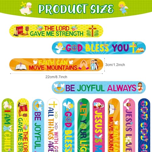 Frienda 110 Pcs Christian Gifts Bulk Included Religious Slap Bracelets Bible Verse Stickers Jesus Loves You Button Pins Inspirational Prizes for Boys Girls Students Sunday School Party FavorStylish - Image 5