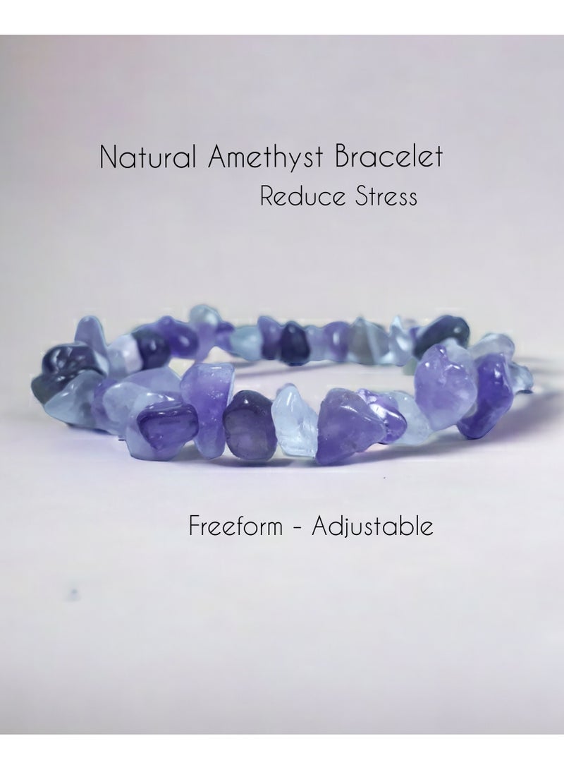 HADIGEMS Freeform Natual Amethyst Strech Bracelet - Image 1