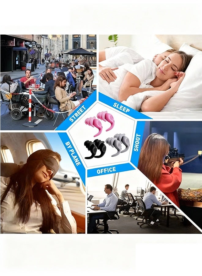 3 Pairs Waterproof Silicone Earplugs, Reusable Noise Cancelling Ear Plugs for Swimming, Sleeping, Travel, Shooting, Office, Comfortable & Secure Fit Long Description - Image 3