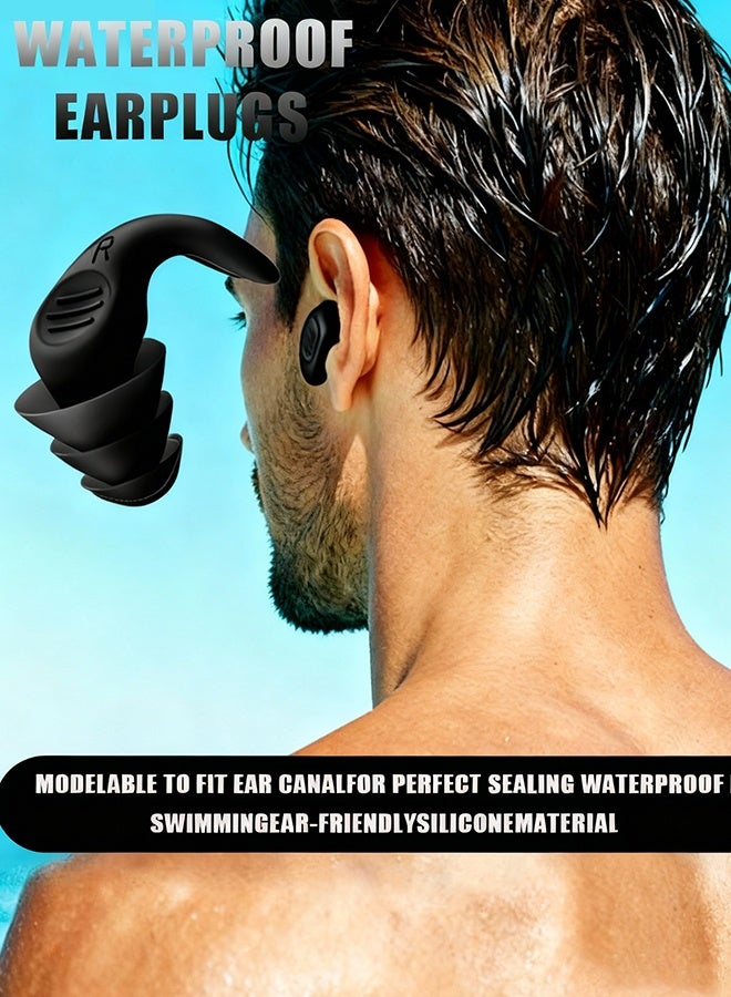 3 Pairs Waterproof Silicone Earplugs, Reusable Noise Cancelling Ear Plugs for Swimming, Sleeping, Travel, Shooting, Office, Comfortable & Secure Fit Long Description - Image 4