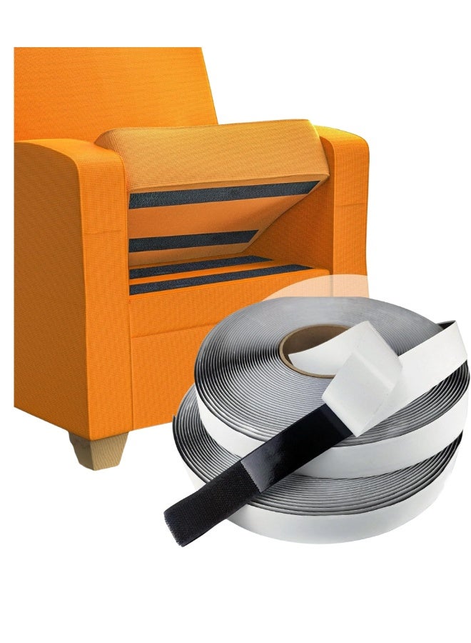 2 Pack Hook & Loop Fastening Tape – 2m x 2.5cm Black, Strong Adhesive Strips for DIY, Organization, Crafts, Home, Office, and Outdoor Projects - Image 1