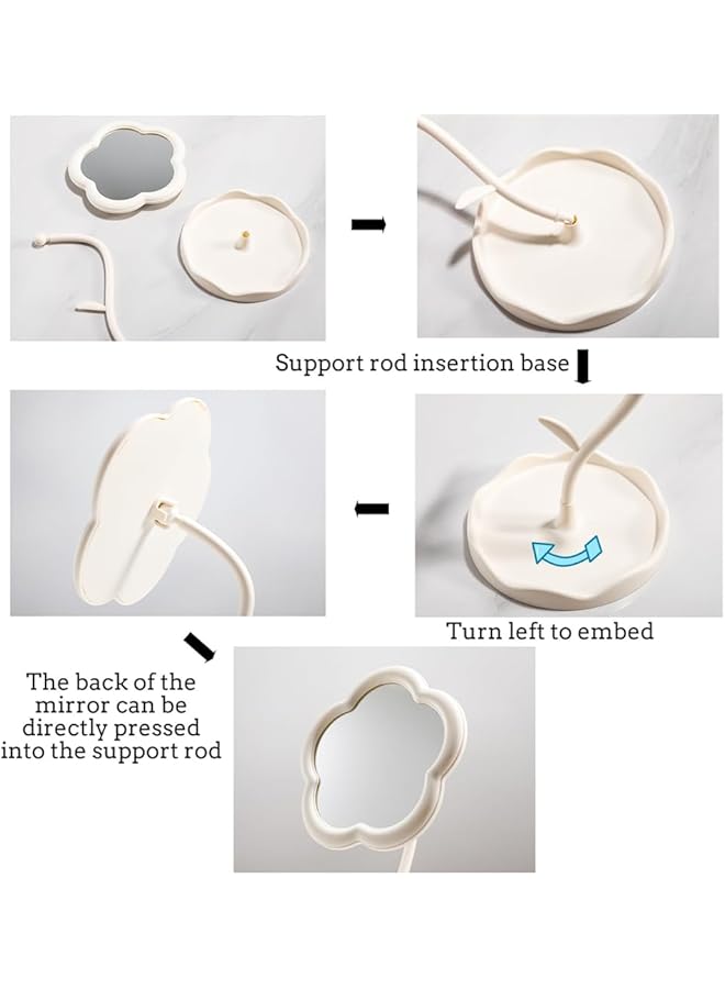 erorex Flower Makeup Mirror Portable Touch Up Mirror For Women'S Dresser Desktop Makeup Mirror For Student Dormitory Cute Heart Design White - Image 4