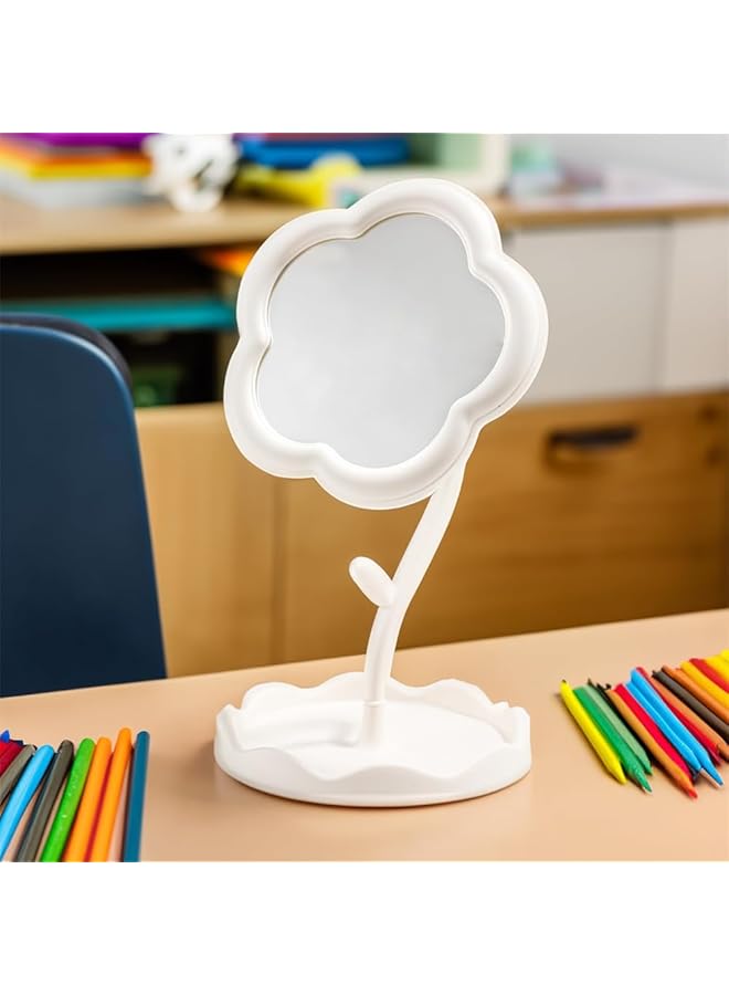 erorex Flower Makeup Mirror Portable Touch Up Mirror For Women'S Dresser Desktop Makeup Mirror For Student Dormitory Cute Heart Design White - Image 5