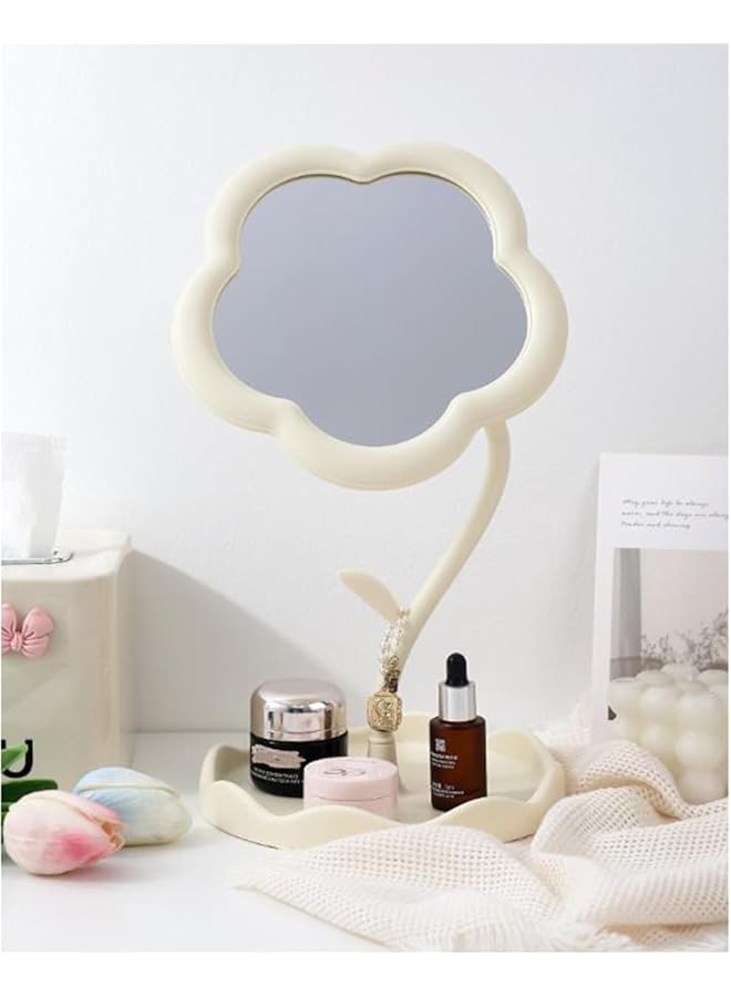 erorex Flower Makeup Mirror Portable Touch Up Mirror For Women'S Dresser Desktop Makeup Mirror For Student Dormitory Cute Heart Design White - Image 3