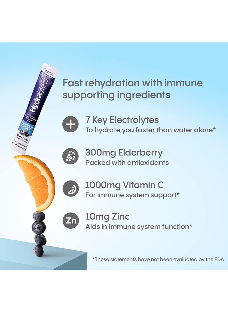 Electrolyte Hydration Powder Packets Lightly Sparkling Instant Dissolve All Natural Berry Blast 12 Ct