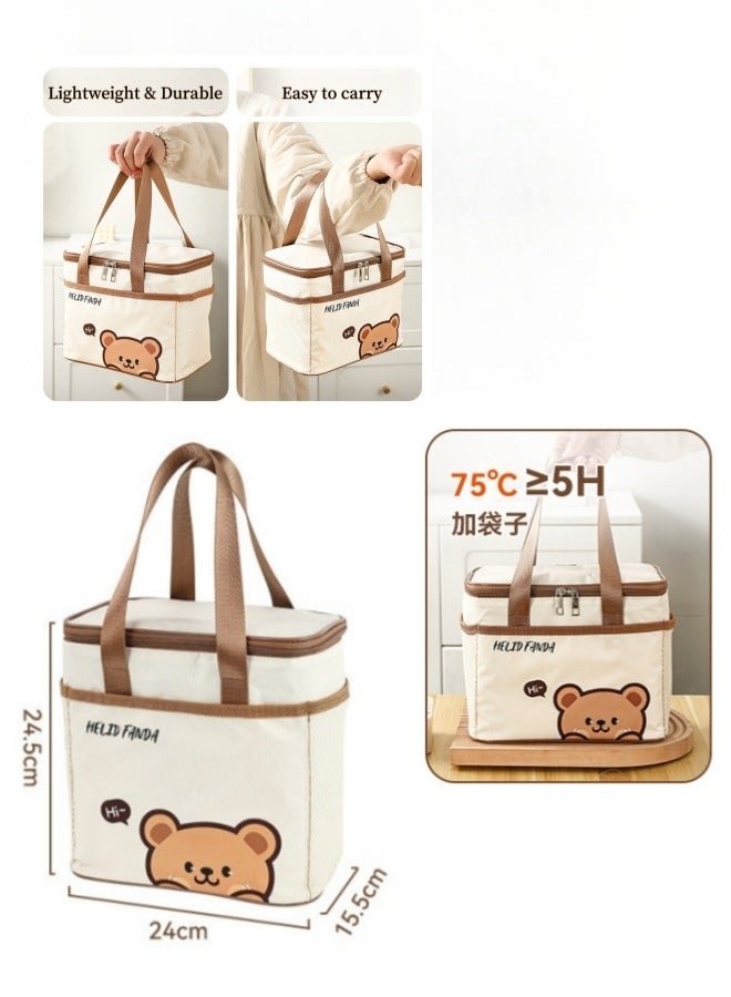Insulated Lunch Box Bag Kids, Leak-Proof Waterproof and Stain-resistant lunch tote bag, Large Reusable Lunch Box Carrier Bento Cooler Tote Bag for boys and Girls, Light-weight Portable Lunch Box Bag for School, Kindergarten, Picnic and Travel. Storage Bag for Camping and Picnicking(24x24.5x15.5 cm) - Image 4
