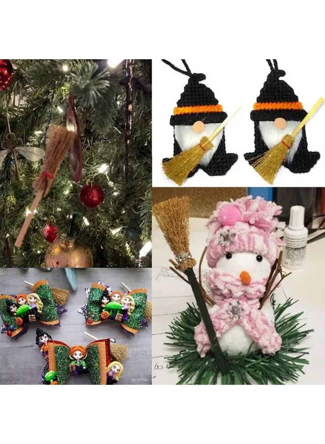 34pcs Miniature Artificial Straw Brooms With Red Ropes Witch Halloween Decorations - Image 5