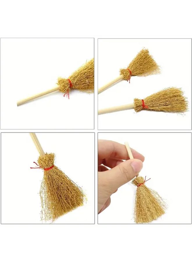 34pcs Miniature Artificial Straw Brooms With Red Ropes Witch Halloween Decorations - Image 4