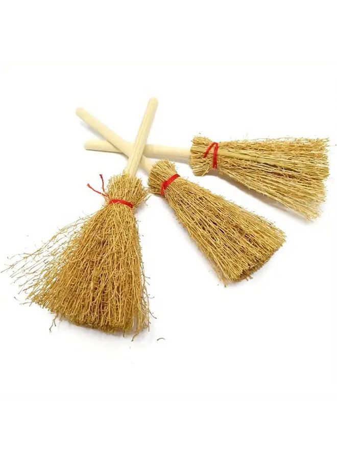 34pcs Miniature Artificial Straw Brooms With Red Ropes Witch Halloween Decorations - Image 2