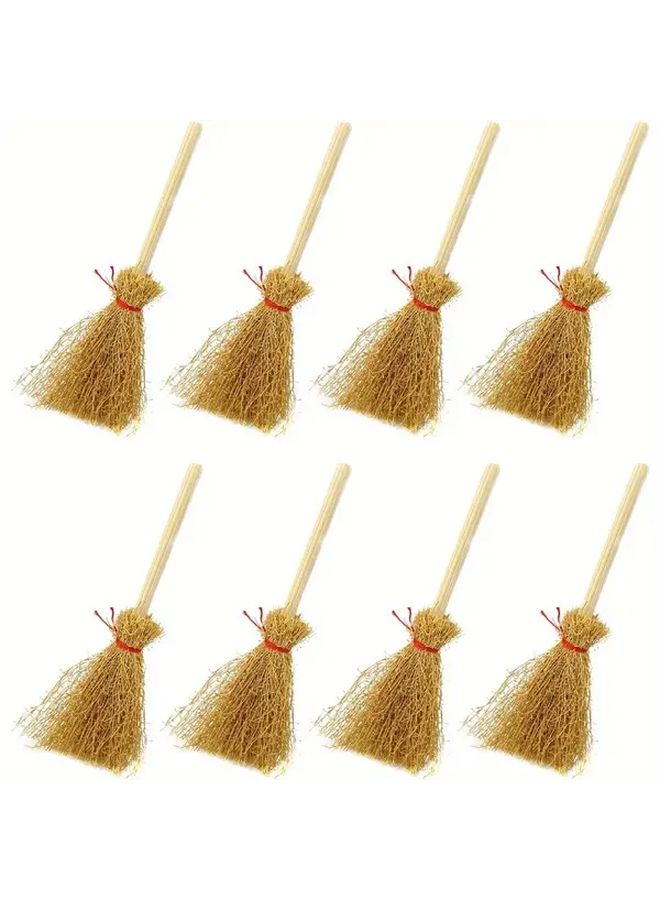 34pcs Miniature Artificial Straw Brooms With Red Ropes Witch Halloween Decorations - Image 1