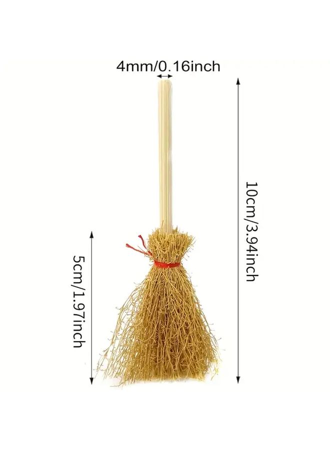 34pcs Miniature Artificial Straw Brooms With Red Ropes Witch Halloween Decorations - Image 3