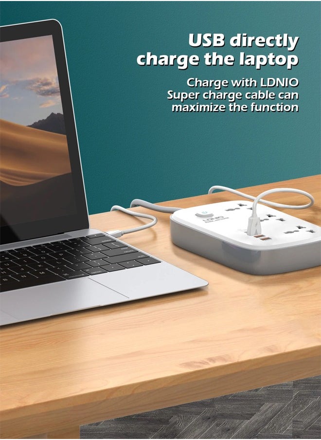 LDNIO - Universal 3 Outlet Power Extension 2 USB 2PD Port Multi Power Strip Plug Boar Extension Socket - Image 1