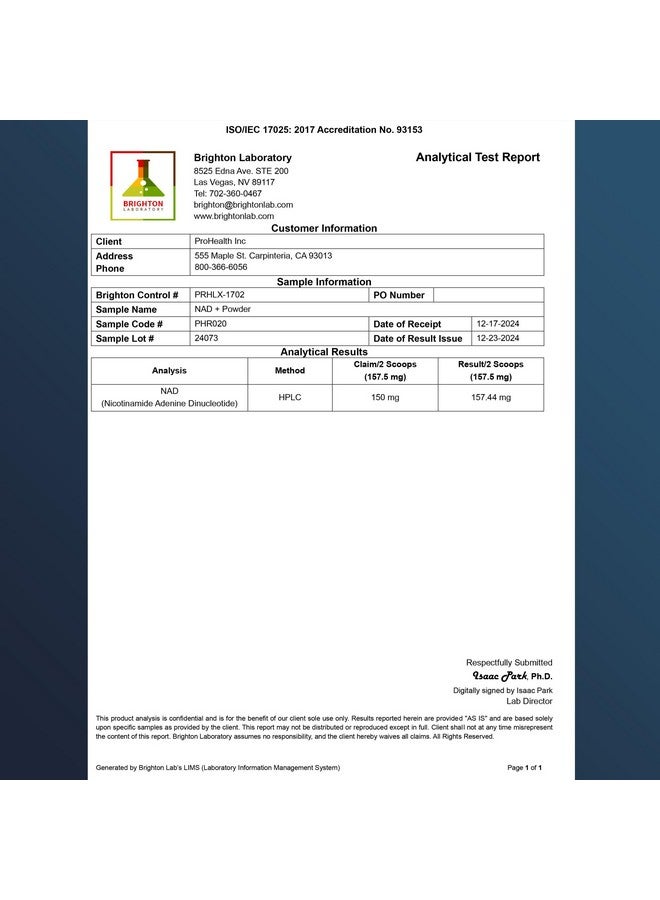 ProHealth بروهيلث NAD+ برو (15 جرام) - تعزيز NAD - مسحوق نيكوتيناميد أدينين ثنائي النوكليوتيد النقي المتاح حيوياً لطول العمر - Image 5