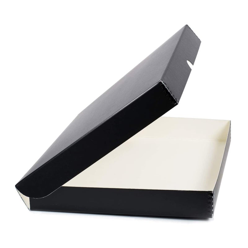 Lineco Folio Storage Box Clamshell Design with Metal Edge 115x175x175 Inches Archival Boxboard Preserve Photos Cards Magazines Documents Art Ephemera Family Records Black Pack of 1