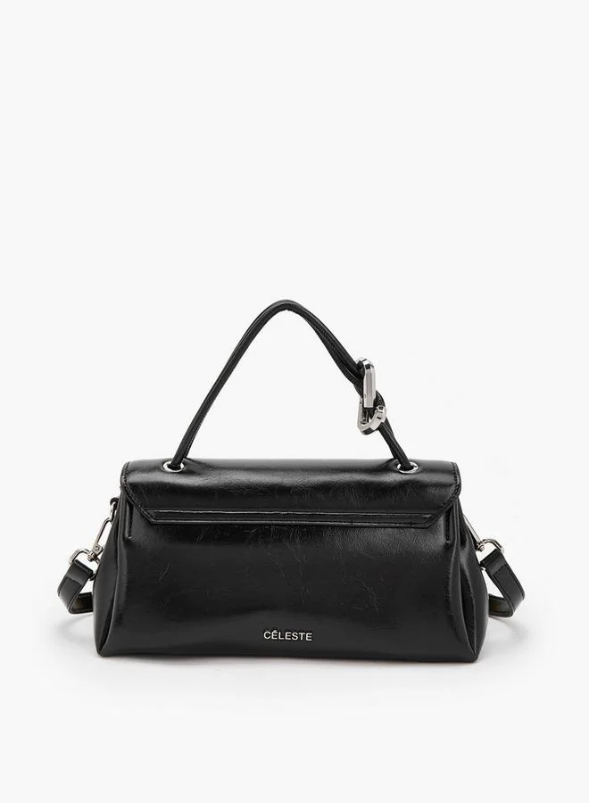 Celeste BLACK Solid Satchel Bag With Detachable Strap for Women | Best Price UAE