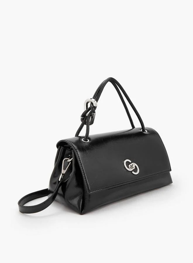 Celeste BLACK Solid Satchel Bag With Detachable Strap for Women | Best Price UAE