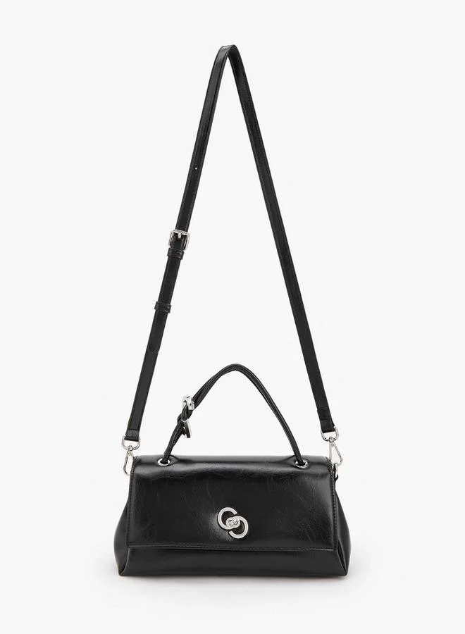 Celeste BLACK Solid Satchel Bag With Detachable Strap for Women | Best Price UAE