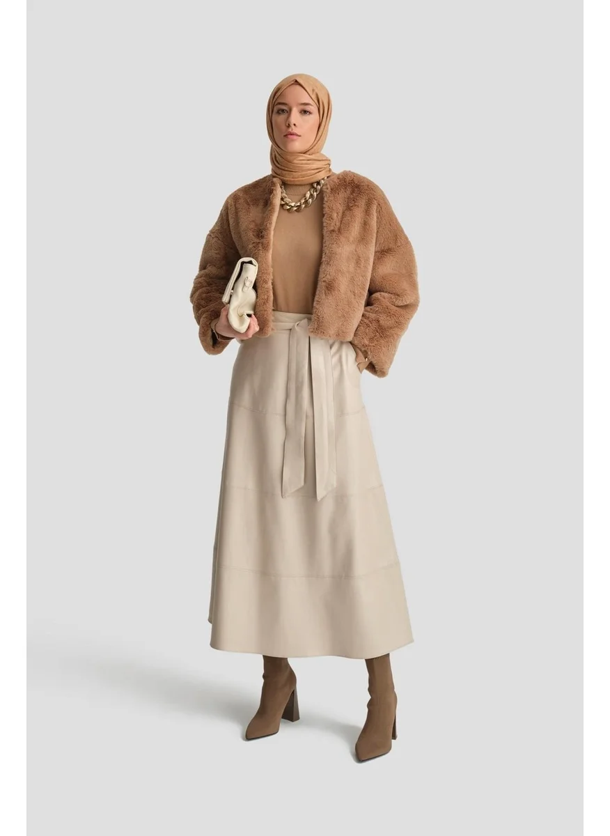 ARMINE Tied Leather Skirt 24K1706 Beige