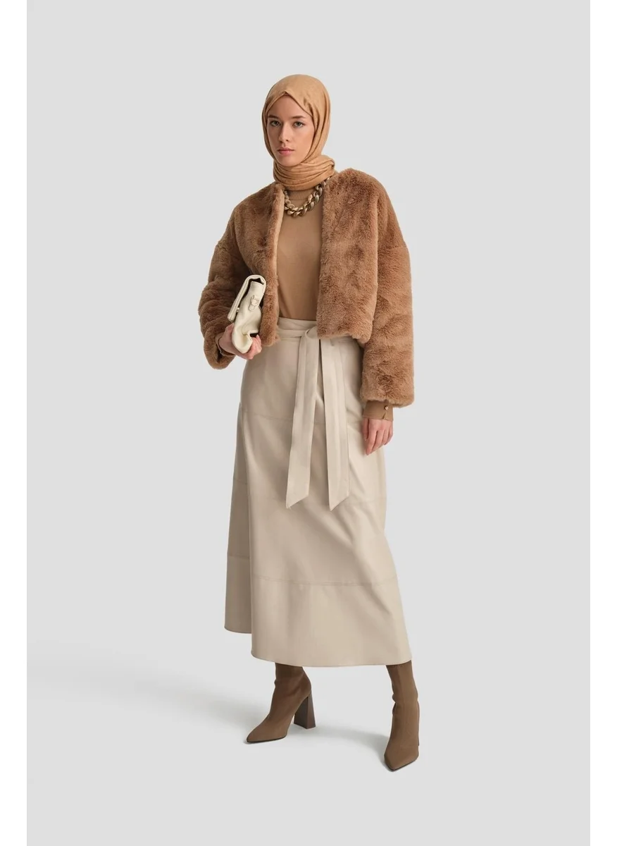 ARMINE Tied Leather Skirt 24K1706 Beige