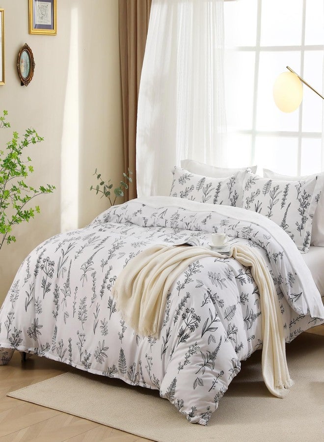 MUXHOMO White Bed in a Bag Queen 7 Pieces, Queen Comforter Set Reversible Botanical Flowers Design, Ultra Soft & Breathable Bedding Sets with Comforter, Sheets, Pillowcases & Shams - Image 5