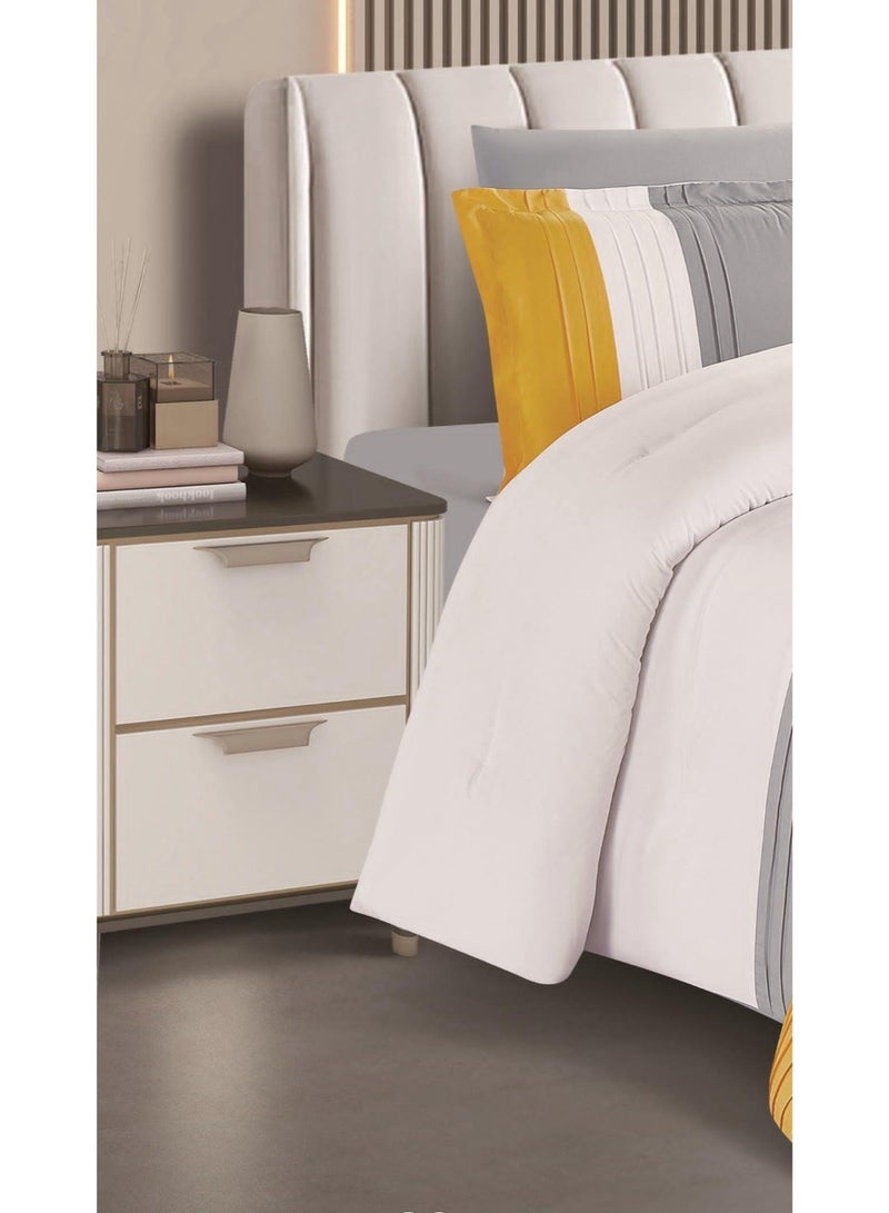 RedRoss *A double bed sheet with a modern striped design and embroidery that adds a touch of elegance, made of microfiber, size 240*260 cm - Image 2