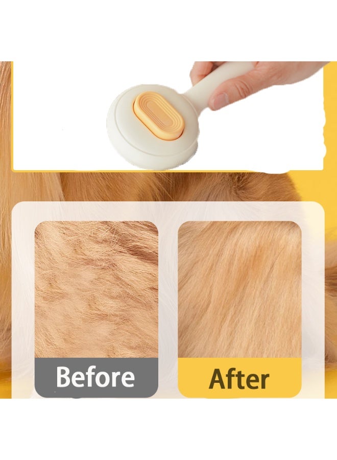 فرشاة تنظيف ذاتية للقطط والكلاب - مشط للعناية بالحيوانات الأليفة للشعر الطويل والقصير والقطط والكلاب والأرانب، فرشاة ناعمة ذات طرف دائري لإزالة الشعر المتشابك والسائب، تصميم قابل للغسل (برتقالي) - Image 5