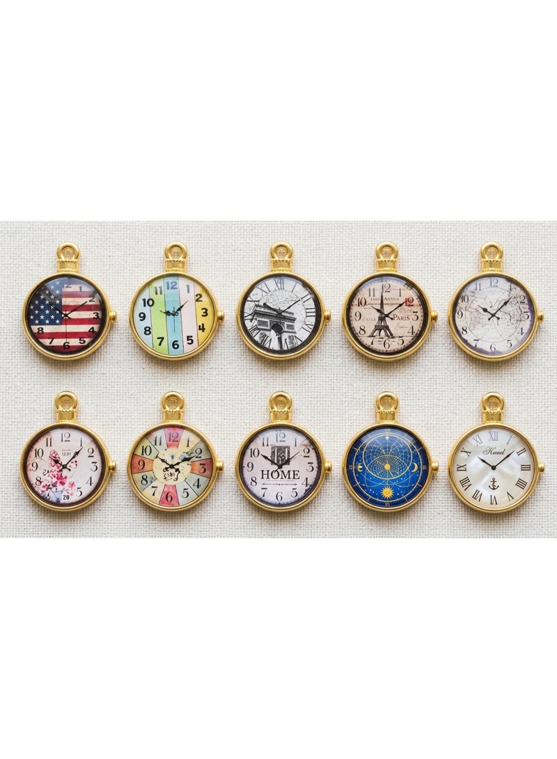 My souq 10-Piece Vintage Clock Glass Cabochon Charm Pendants for DIY Jewelry Making & Crafting - Image 1