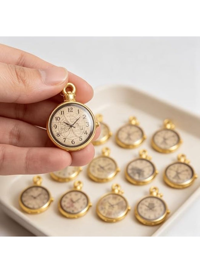 My souq 10-Piece Vintage Clock Glass Cabochon Charm Pendants for DIY Jewelry Making & Crafting - Image 4
