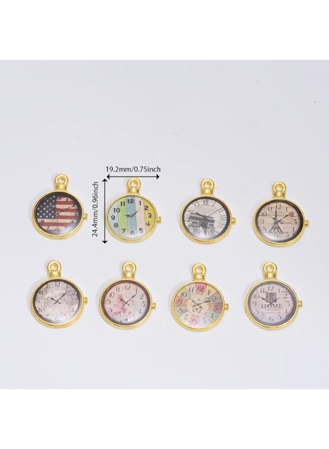 My souq 10-Piece Vintage Clock Glass Cabochon Charm Pendants for DIY Jewelry Making & Crafting - Image 3
