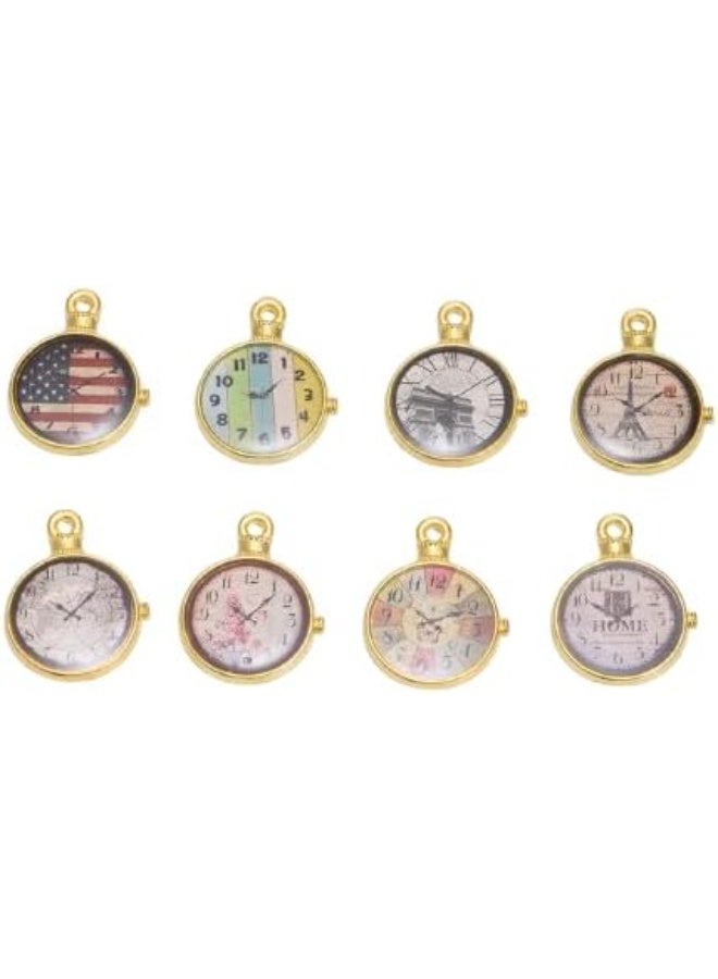 My souq 10-Piece Vintage Clock Glass Cabochon Charm Pendants for DIY Jewelry Making & Crafting - Image 2
