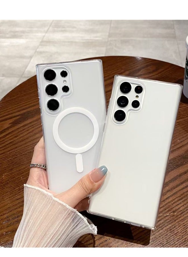 Beauenty Galaxy S23 Ultra Clear Case (6.8 inch), Zero-Fingerprints Anti-scratch Matte Back Cover, Slim and Soft TPU back Magnetic Protector, Full Coverage Drop Protection - Clear - Image 1