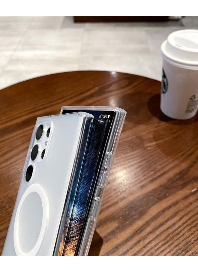 Beauenty Galaxy S23 Ultra Clear Case (6.8 inch), Zero-Fingerprints Anti-scratch Matte Back Cover, Slim and Soft TPU back Magnetic Protector, Full Coverage Drop Protection - Clear - Image 2